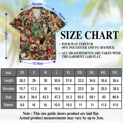 Netecom Merry Christmas Santa Claus Hawaiian Shirt for Men, Retro Holiday Button Down Summer Beach Short Sleeve Shirts, S-5XL