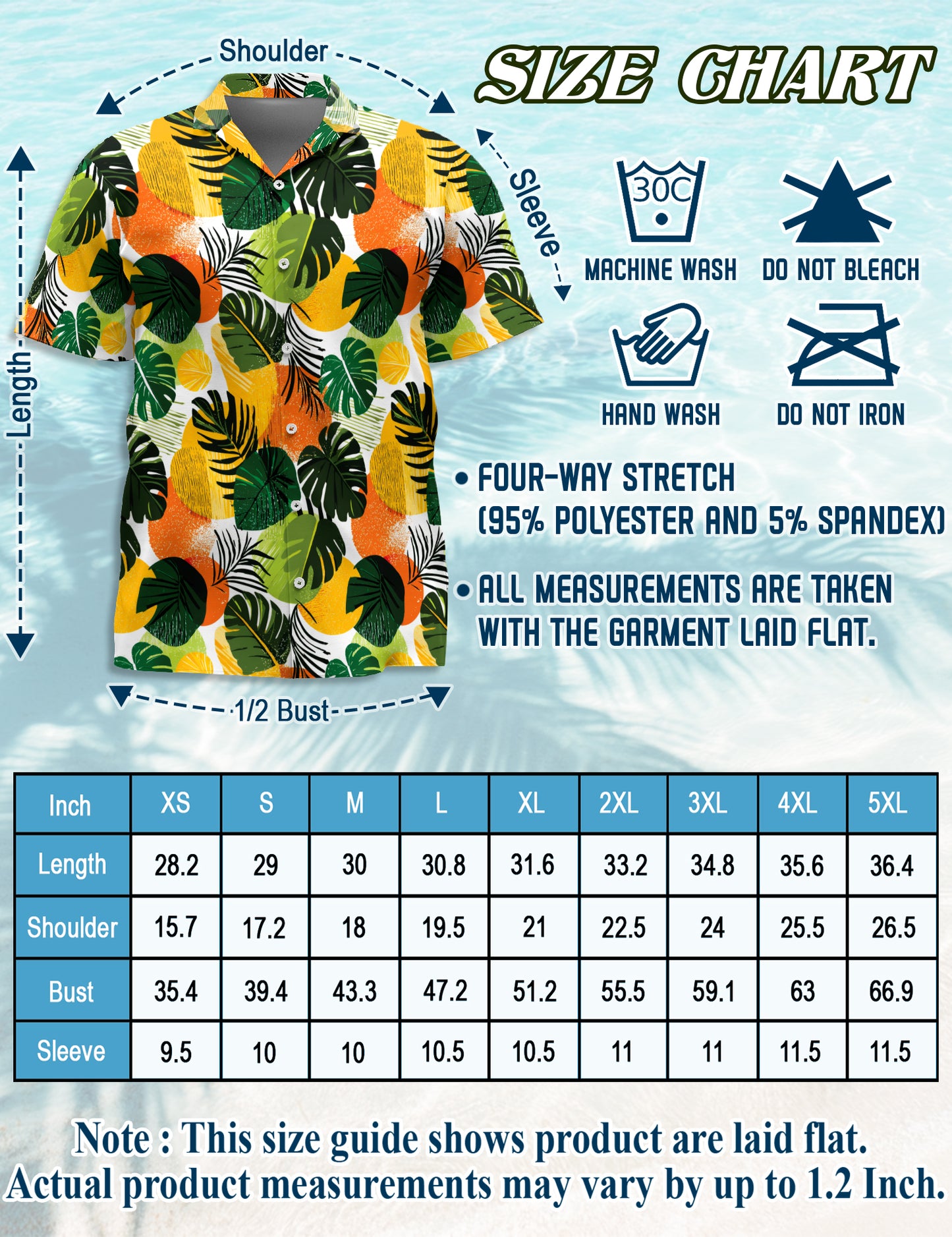 Netecom Tropical Leaf Pattern Hawaiian Shirt for Men, Abstract Jungle Botanical Print Button Down Shirt