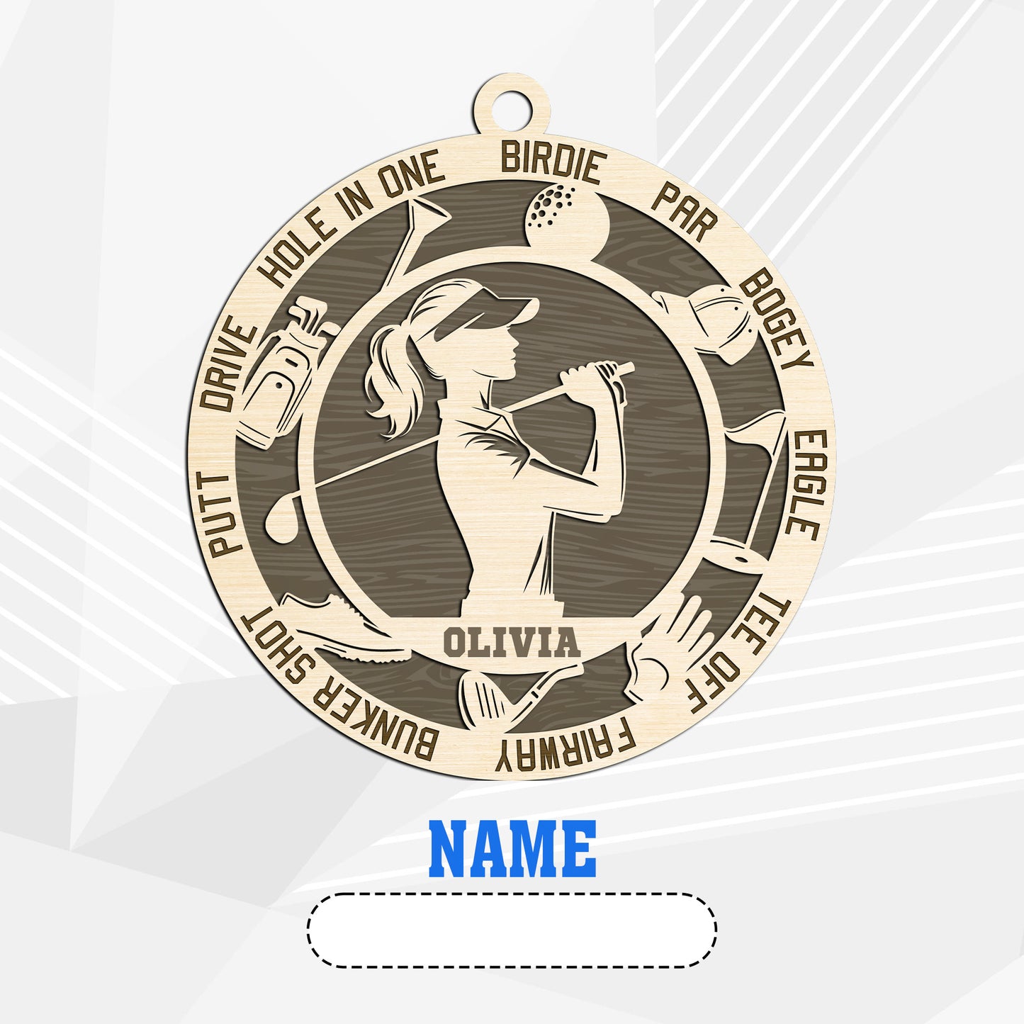 Netecom Personalized Golf Ornament for Men – Custom Golf Decor with Engraved Name and Sports Design