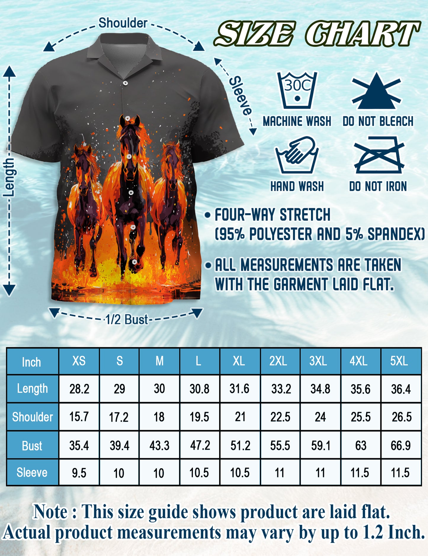 Netecom Fire Horse Hawaiian Shirt for Men, Horse Lover Gifts, Flames Animal Button Down Summer Aloha Beach Shirts