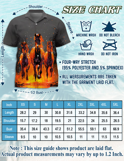 Netecom Fire Horse Hawaiian Shirt for Men, Horse Lover Gifts, Flames Animal Button Down Summer Aloha Beach Shirts
