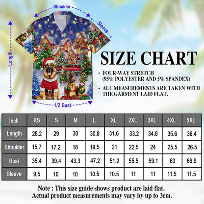 Netecom German Shepherd Christmas Hawaiian Shirt for Men, Festive Dog Holiday Print Button Down Summer Beach Shirt, S-5XL