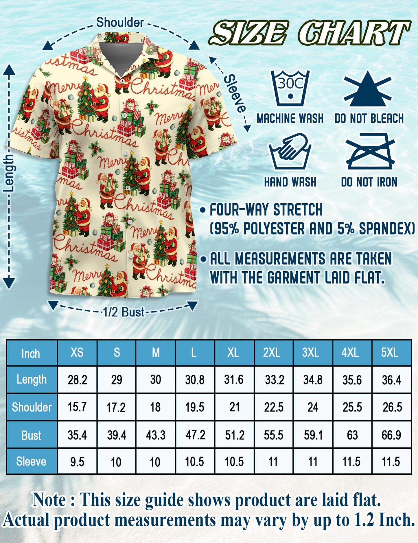 Netecom Santa Claus Hawaiian Shirt for Men Women, Merry Christmas Button Down Summer Beach Short Sleeve Shirts, S-5XL