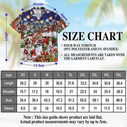 Netecom Brittany Spaniel Christmas Hawaiian Shirt for Men, Festive Dog Holiday Print Button Down Summer Beach Shirt, S-5XL