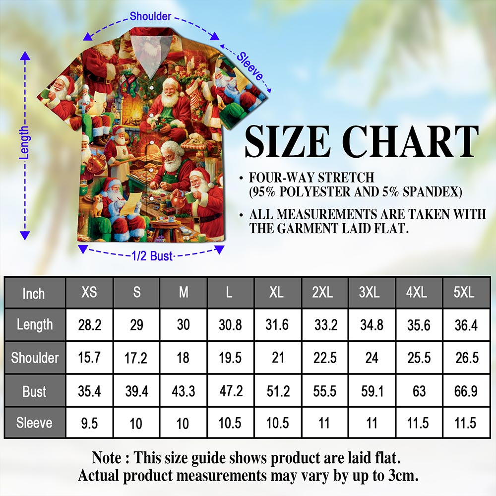 Netecom Santa Claus Workshop Christmas Hawaiian Shirt for Men, Festive Holiday Factory Button Down Summer Beach Shirt, S-5XL