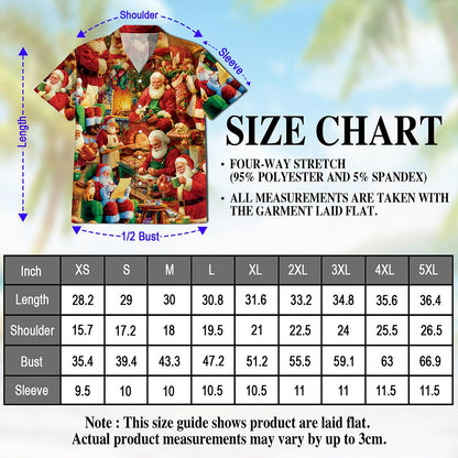 Netecom Santa Claus Workshop Christmas Hawaiian Shirt for Men, Festive Holiday Factory Button Down Summer Beach Shirt, S-5XL