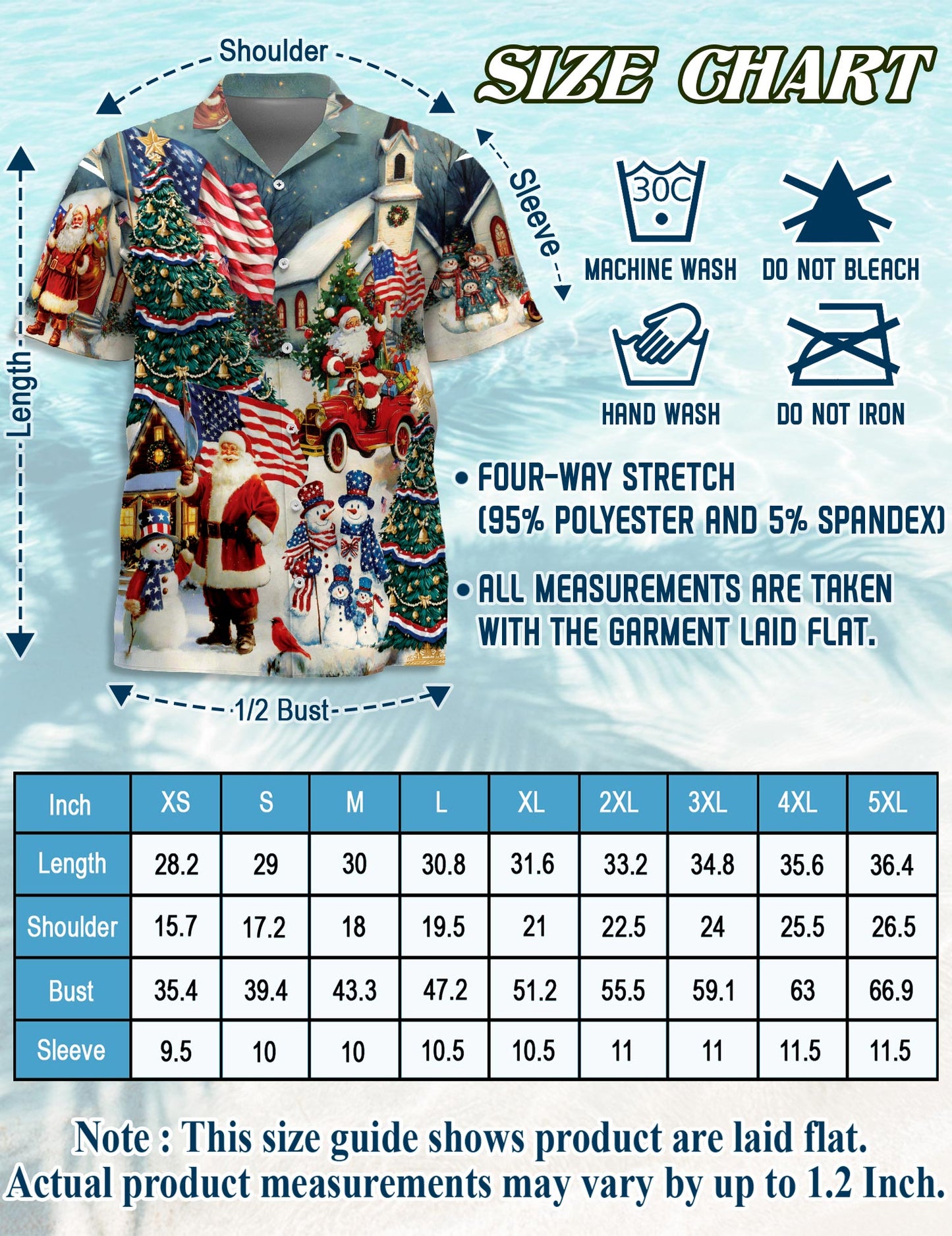 Netecom American Flag Santa Christmas Hawaiian Shirt, Patriotic Holiday Button Down Summer Beach Short Sleeve Shirt, S-5XL