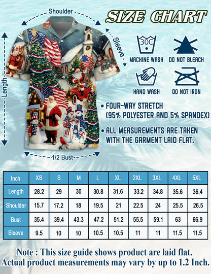Netecom American Flag Santa Christmas Hawaiian Shirt, Patriotic Holiday Button Down Summer Beach Short Sleeve Shirt, S-5XL