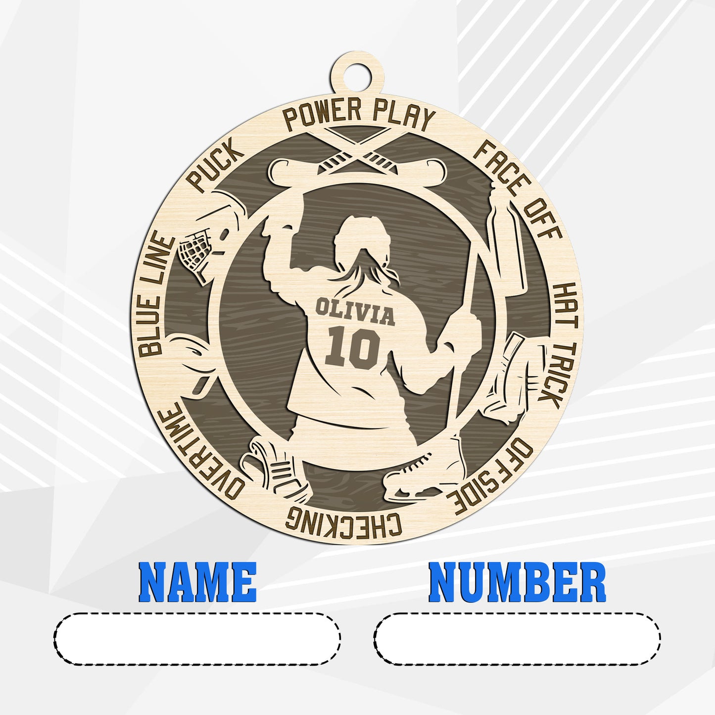 Netecom Custom Hockey Ornament – Personalized Wooden Ornament with Player Name & Hockey Terms – Perfect Christmas Gift