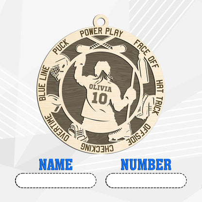 Netecom Custom Hockey Ornament – Personalized Wooden Ornament with Player Name & Hockey Terms – Perfect Christmas Gift