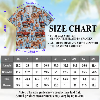 Netecom Matching Cowboy Vintage Western Hawaiian Shirt for Dog and Owner, Retro Aloha Summer Shirt, Western Print Outfit for Pet and Human, Beach Vacation Casual Wear