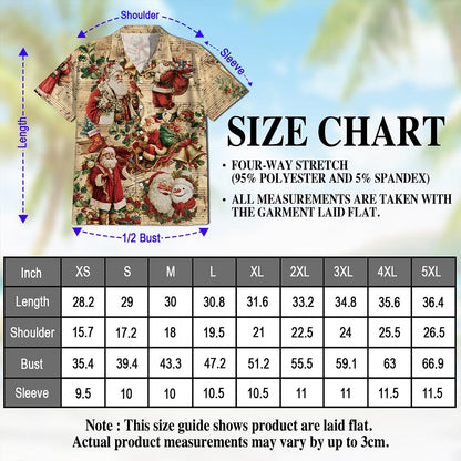 Netecom Vintage Santa Claus Christmas Hawaiian Shirt, Musical Holiday Button Down Summer Beach Short Sleeve Shirt, S-5XL