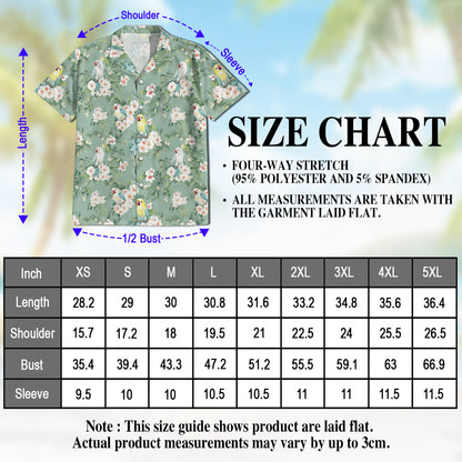 Netecom Tropical Parrot Hawaiian Shirt for Men Women, Parrot Lover Gifts, Animal Floral Button Down Summer Beach Shirts