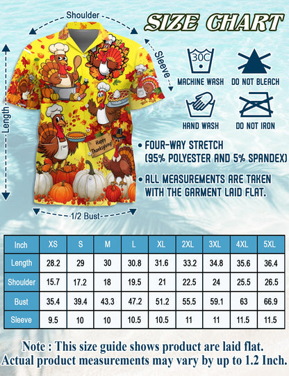 Netecom Happy Thanksgiving Hawaiian for Men Women, Fall Leaves Pumkpin Button Down Summer Beach Shirts, S-5XL