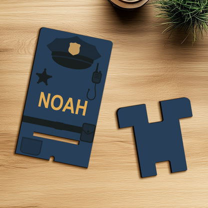 Netecom Customizable Police-Themed Phone Stand, Personalized Name - Thoughtful Gift for Police Officers and Desk Decor, Christmas Gifts