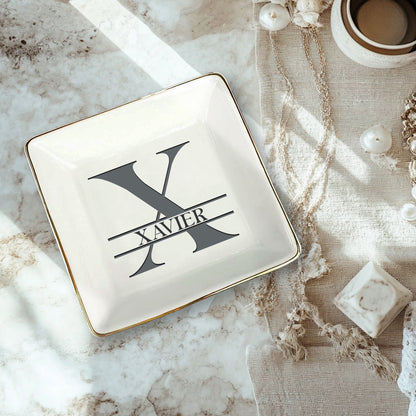 Netecom Personalized Jewelry Tray with Custom Initials and Names, Elegant Gift for Weddings, Birthdays, or Special Occasions