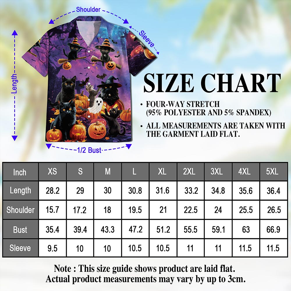 Netecom Black Cat Pumpkin Hawaiian Shirt for Men, Halloween Present, Animal Ghost Button Down Summer Short Shirts, S-5XL