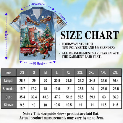 Netecom Santa Claus Christmas Hawaiian Shirt for Men Women, Funny Holiday Button Down Summer Beach Short Sleeve Shirts, S-5XL