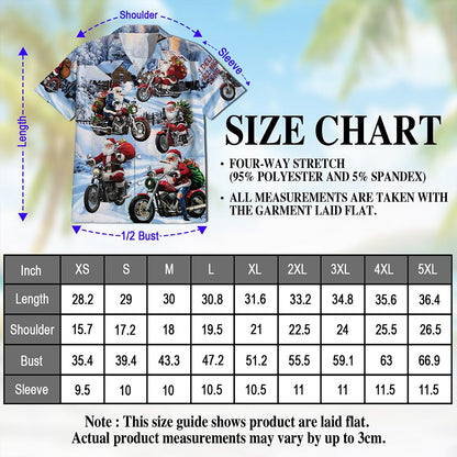 Netecom Santa Claus Motorcycle Christmas Hawaiian Shirt for Men Women, Winter Snow Button Down Summer Beach Shirts, S-5XL