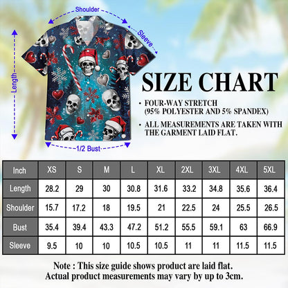 Netecom Skull Santa Christmas Hawaiian Shirt for Men Women, Gothic Button Down Summer Beach Shirts, S-5XL