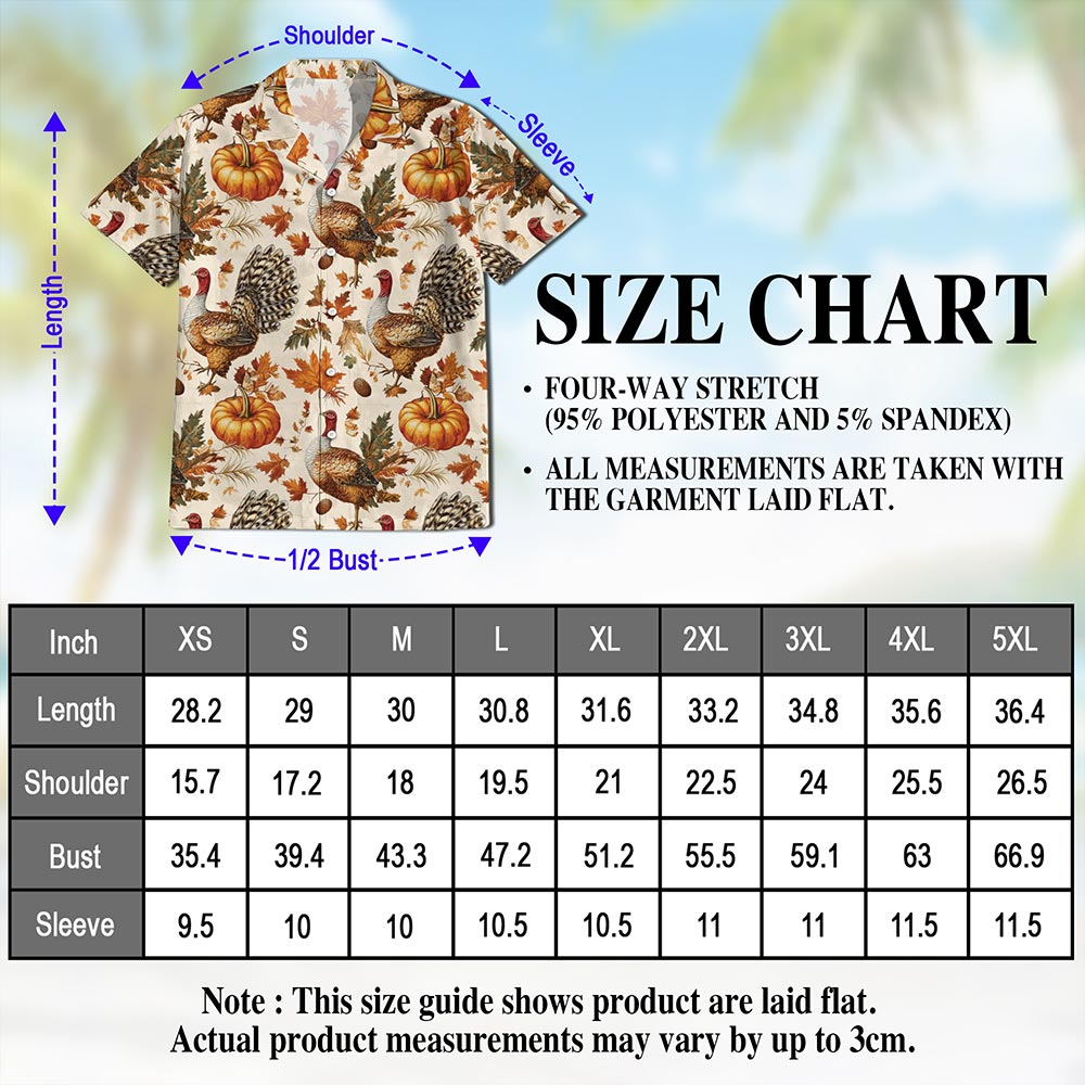 Netecom Thanksgiving Turkey Sun Hawaiian Shirt for Men, Happy Turkey Day Button Down Summer Beach Short Sleeve Shirts, S-5XL