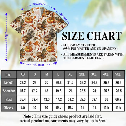 Netecom Thanksgiving Turkey Sun Hawaiian Shirt for Men, Happy Turkey Day Button Down Summer Beach Short Sleeve Shirts, S-5XL