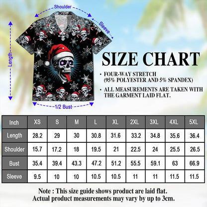 Netecom Skull Christmas Hawaiian Shirt for Men Women, Santa Hat Skeleton Button Down Summer Beach Short Sleeve Shirts, S-5XL
