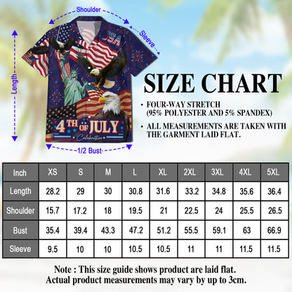 Netecom 4th of July Independence Day Hawaiian Shirt, Patriotic Eagle Button Down Summer Beach Shirts