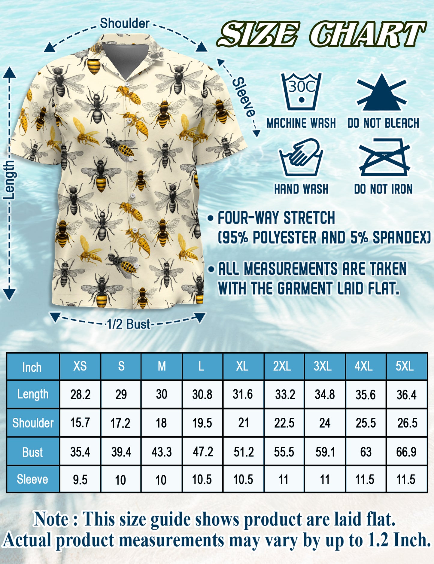 Netecom Bee Art Hawaiian Shirt for Men, Bee Lover Gifts, Insect Button Down Summer Beach Short Sleeve Shirts
