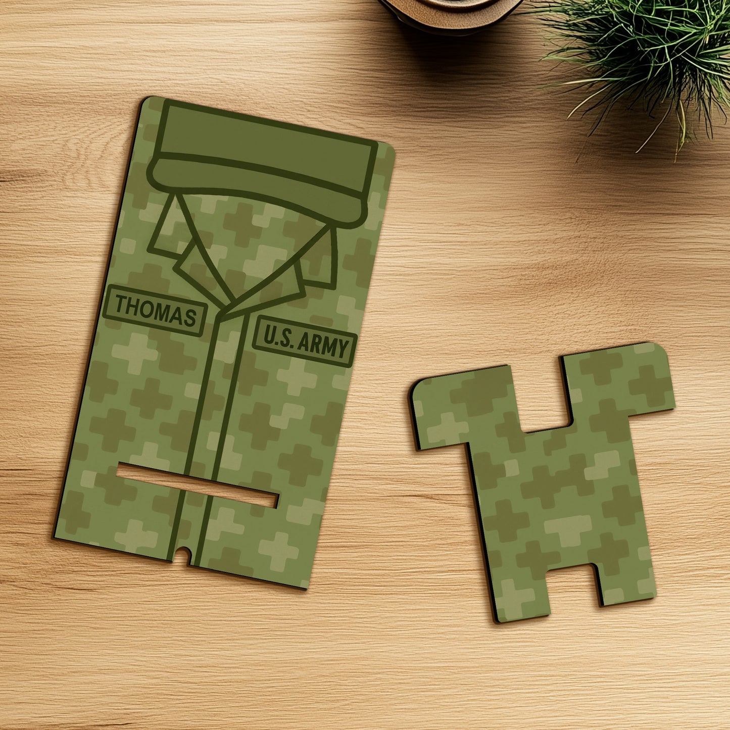 Netecom Custom Army Phone Stand with Personalized Name - Perfect Gift for Military Personnel and Desk Organization