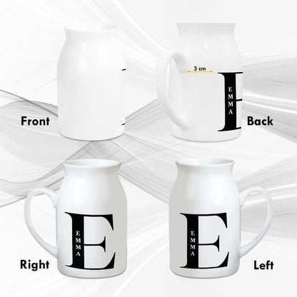 Netecom Personalized Ceramic Pitcher Vase with Custom Gold Floral Letter and Name, Elegant Home Decor Gift for Christmas, Mother’s Day, or Housewarming