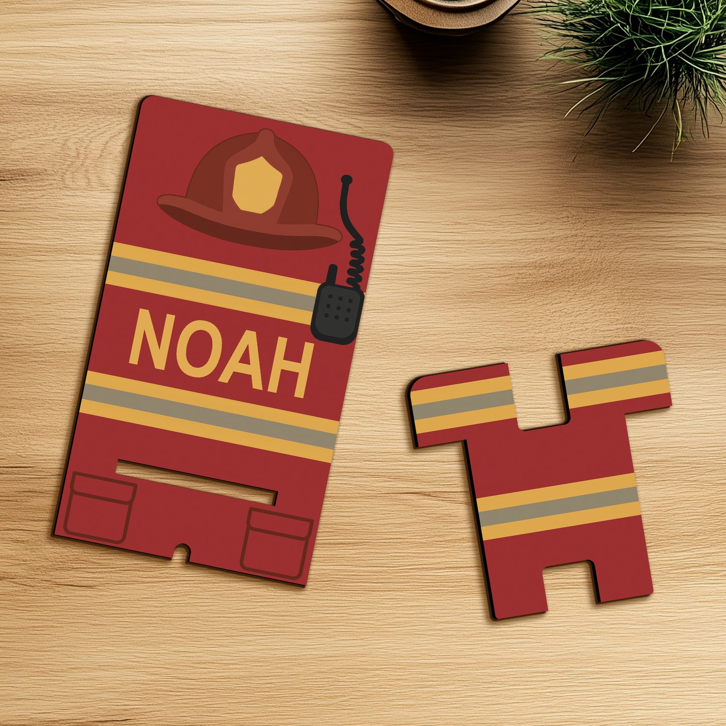 Netecom Personalized Firefighter Phone Stand, Custom Name Phone Holder - Ideal Gift for First Responders and Desk Organization