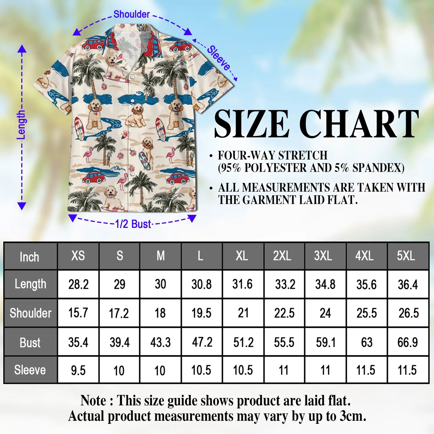 Goldendoodle Tree Beach Print Hawaii Dog and Owner Matching Button Shirts