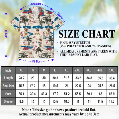 Goldendoodle Tree Beach Print Hawaii Dog and Owner Matching Button Shirts