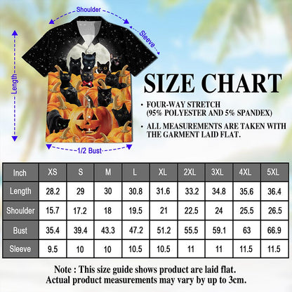Netecom Cute Black Cat Pumpkin Hawaiian Shirt for Men, Halloween Present, Animal Button Down Summer Beach Shirts, S-5XL
