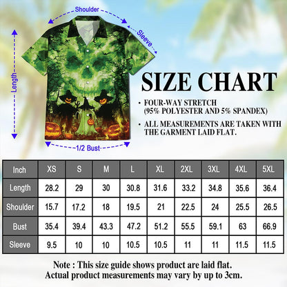 Netecom Halloween Ghost Hawaiian Shirt for Men Women, Pumpkins Skull Button Down Summer Beach Short Sleeve Shirts, S-5XL
