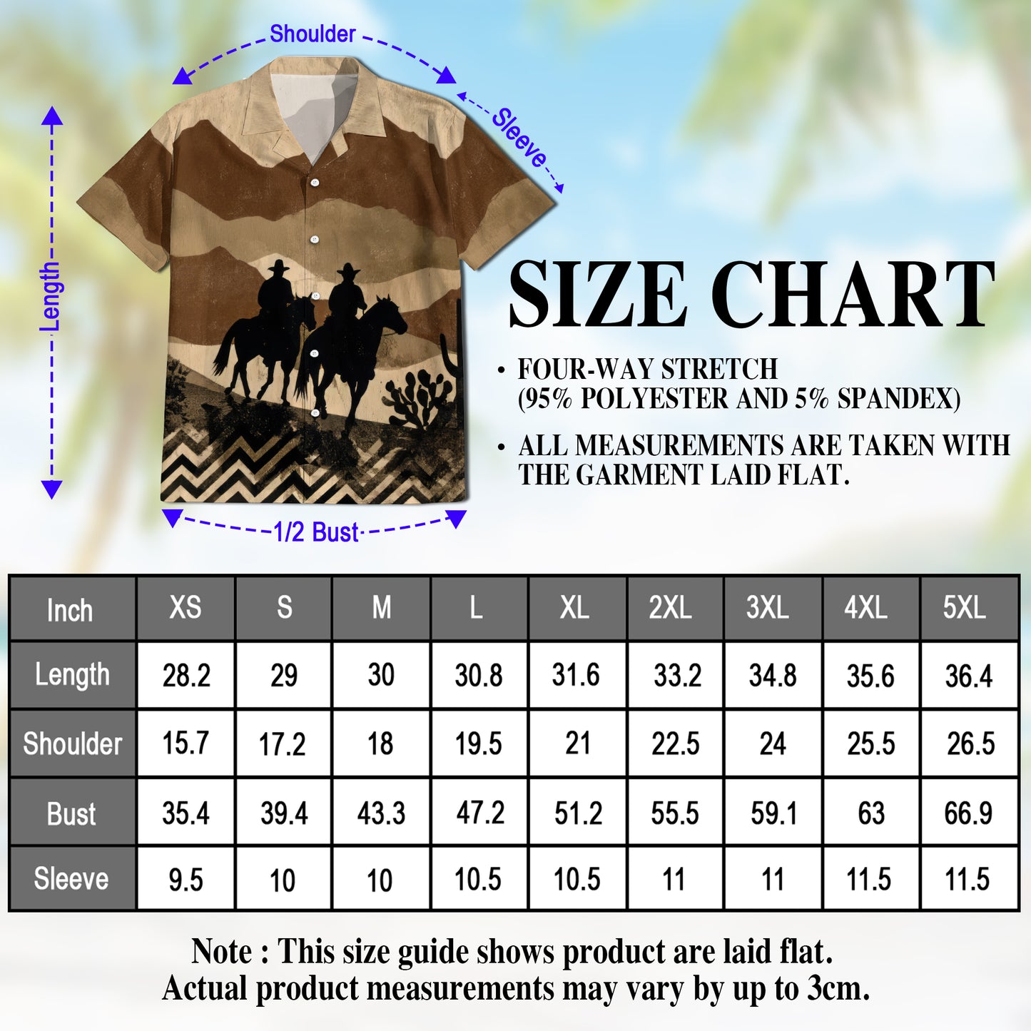 Netecom Cowboys on Horseback Hawaiian Shirt for Men, Western Desert Rider Button Down Summer Beach Short Sleeve Shirt