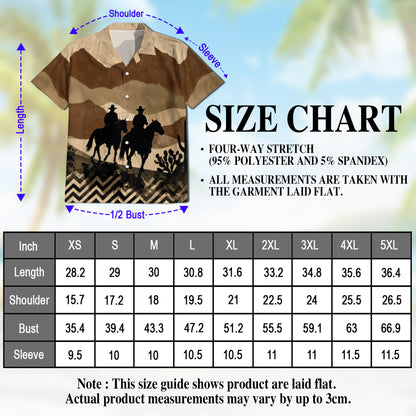 Netecom Cowboys on Horseback Hawaiian Shirt for Men, Western Desert Rider Button Down Summer Beach Short Sleeve Shirt