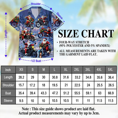 Netecom Santa Claus Riding Motorcycle Hawaiian Shirt for Men, Funny Christmas Biker Button Down Summer Beach Shirt, S-5XL