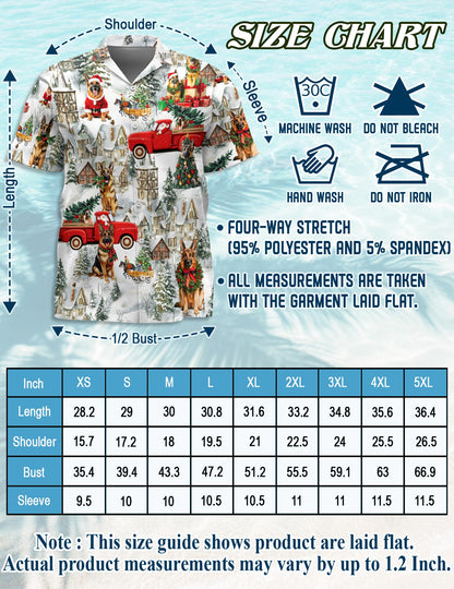 Netecom German Shepherd Christmas Hawaiian Shirt for Men, Dog Lover Holiday Button Down Summer Beach Short Sleeve Shirt, S-5XL