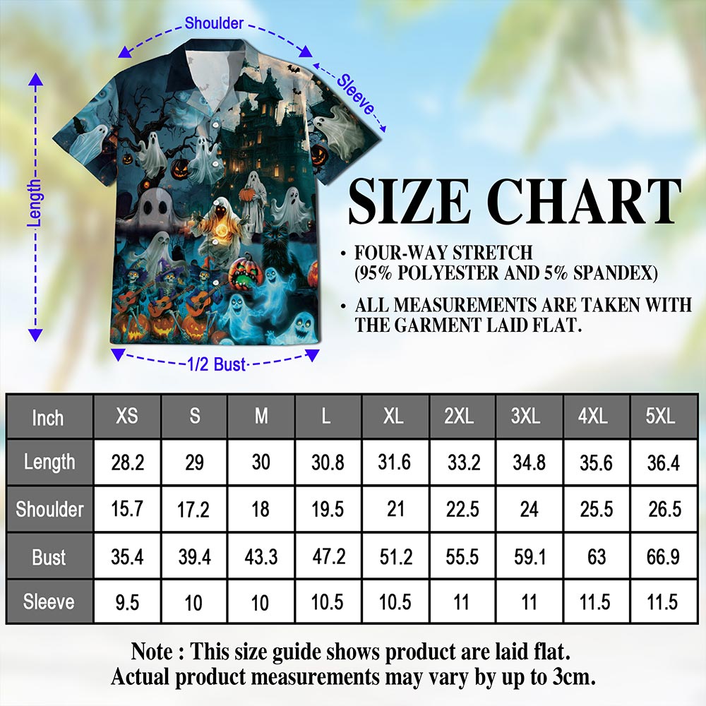 Netecom Halloween Ghost Hawaiian Shirt for Men, Ghost Skeleton Button Down Summer Beach Short Sleeve Shirts, S-5XL