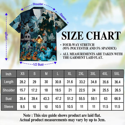 Netecom Halloween Ghost Hawaiian Shirt for Men, Ghost Skeleton Button Down Summer Beach Short Sleeve Shirts, S-5XL