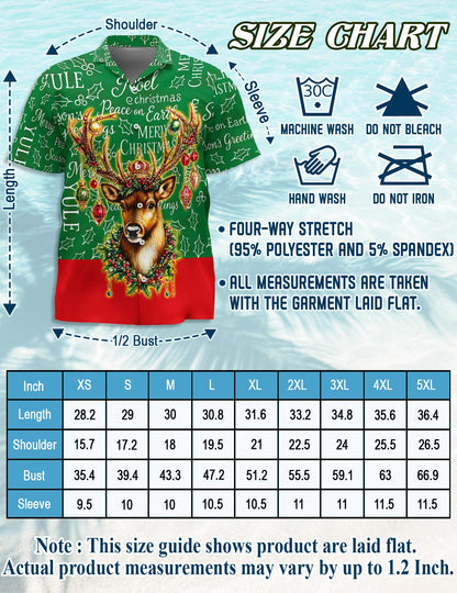 Netecom Reindeer Christmas Hawaiian Shirt for Men Women, Funny Holiday Button Down Summer Beach Short Sleeve Shirts, S-5XL