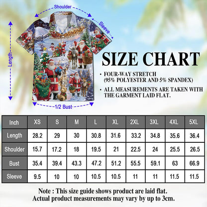 Netecom Santa Claus Snowy Christmas Village Hawaiian Shirt, Holiday Print Button Down Summer Beach Short Sleeve Shirt, S-5XL