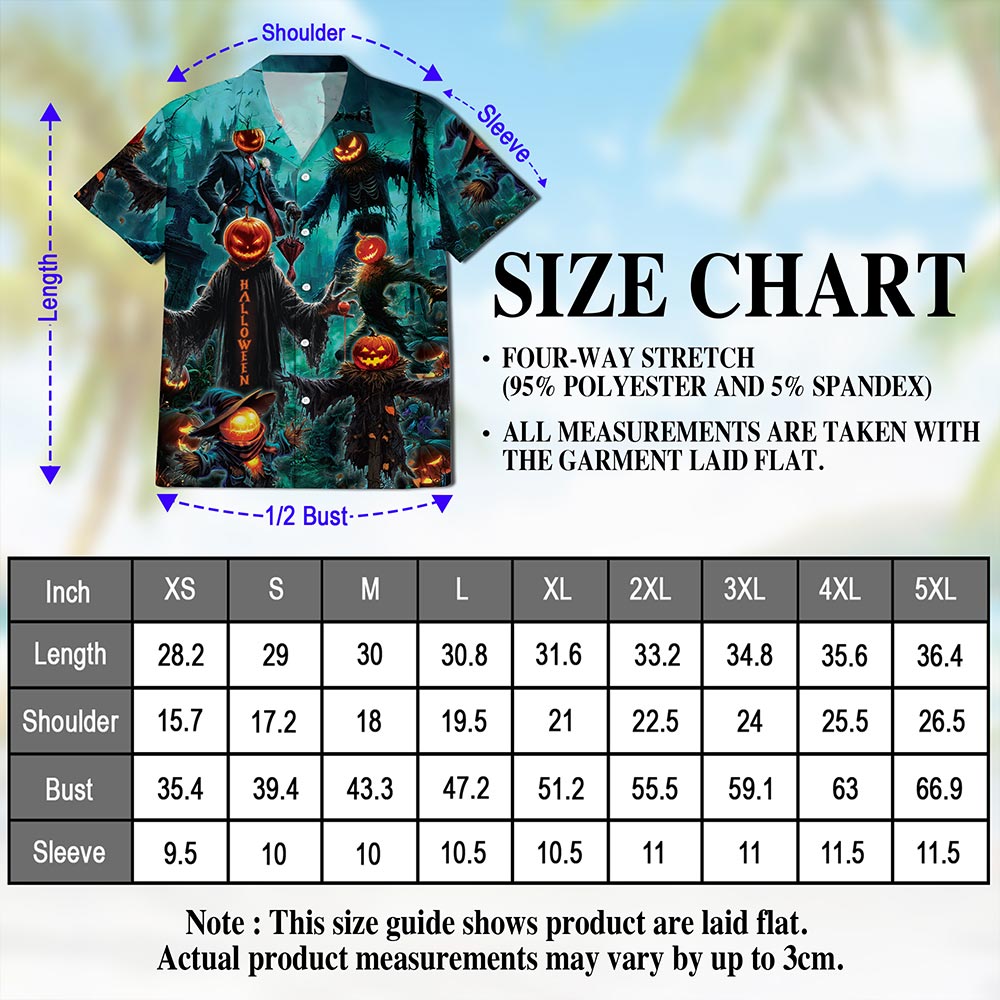 Netecom Happy Pumpkin Halloween Hawaiian Shirt for Men, Halloween Present, Skull Button Down Summer Beach Shirts, S-5XL