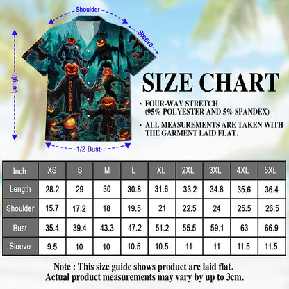 Netecom Happy Pumpkin Halloween Hawaiian Shirt for Men, Halloween Present, Skull Button Down Summer Beach Shirts, S-5XL
