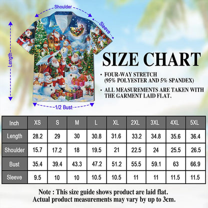 Netecom Santa Claus and Snowman Hawaiian Shirt, Festive Christmas Holiday Party Button Down Summer Beach Shirt, S-5XL