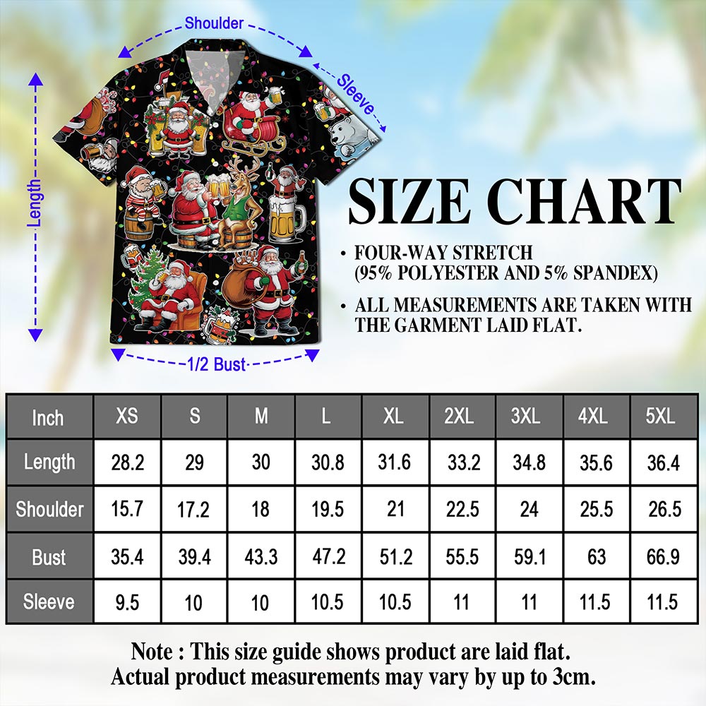 Netecom Santa Beer Lover Hawaiian Shirt for Men, Funny Christmas Drinking Holiday Button Down Summer Beach Shirt, S-5XL
