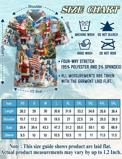 Netecom Vintage Santa Claus American Flag Christmas Hawaiian Shirt, Patriotic Holiday Print Button Down Shirt, S-5XL