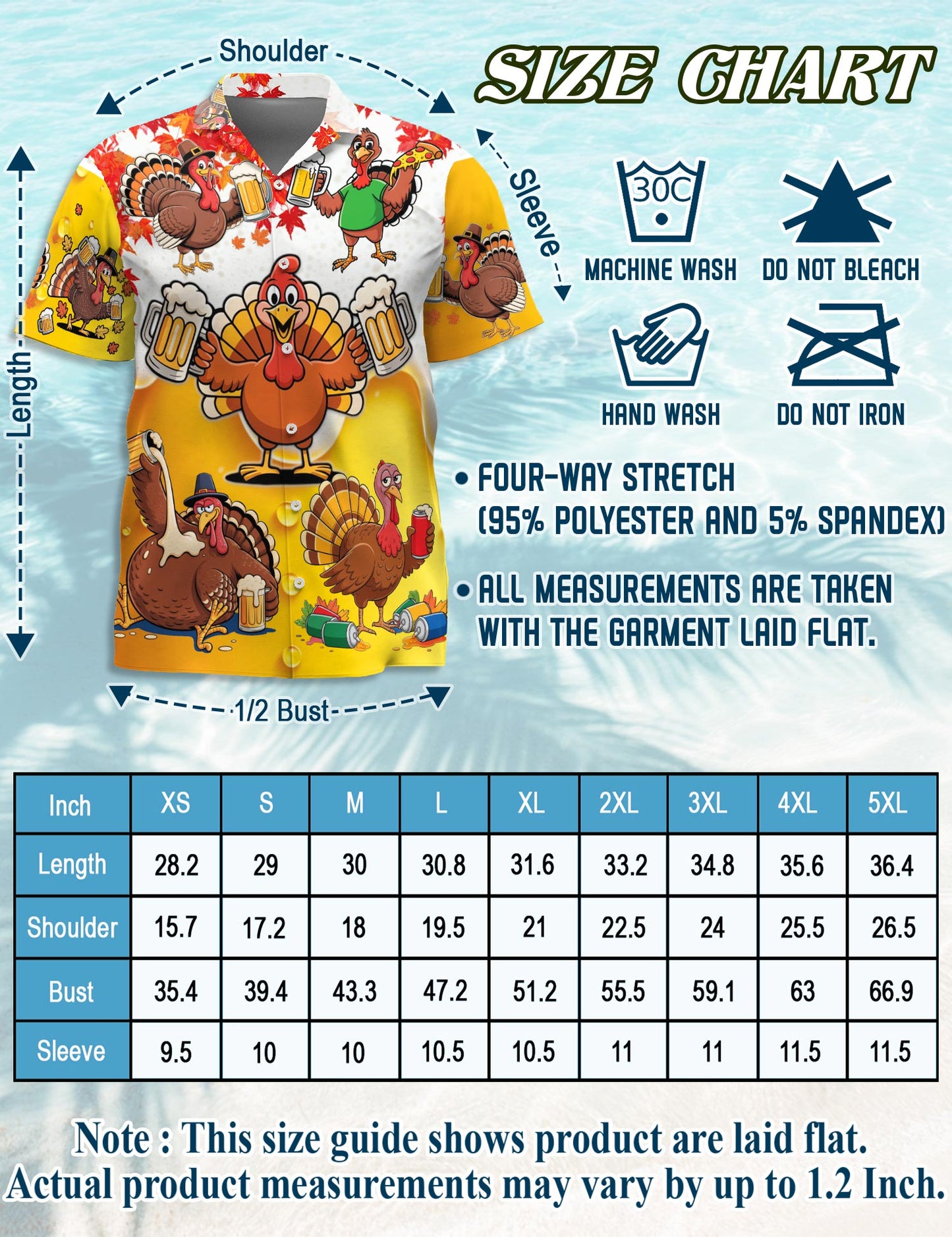 Netecom Funny Drunk Turkey Thanksgiving Hawaiian Shirt, Beer and Pizza Cartoon Print Button Down Summer Beach Shirts, S-5XL